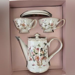 5 Piece floral tea set. Brand new. In box